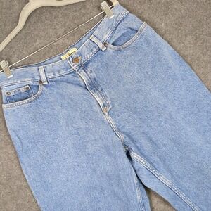 LL Bean Classic Fit Curvy High Rise Straight Leg Jeans Light Wash Blue 14 PET